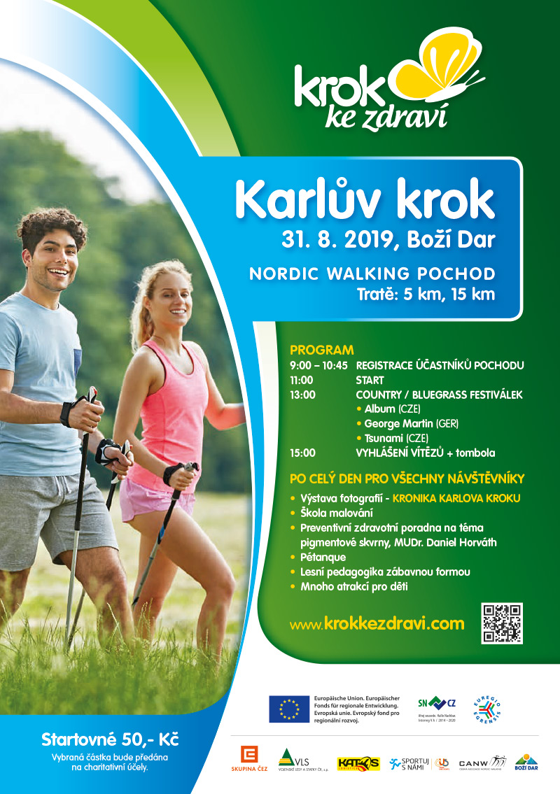 Nordic walking pochod na Božím Daru startuje již 31.8.2019